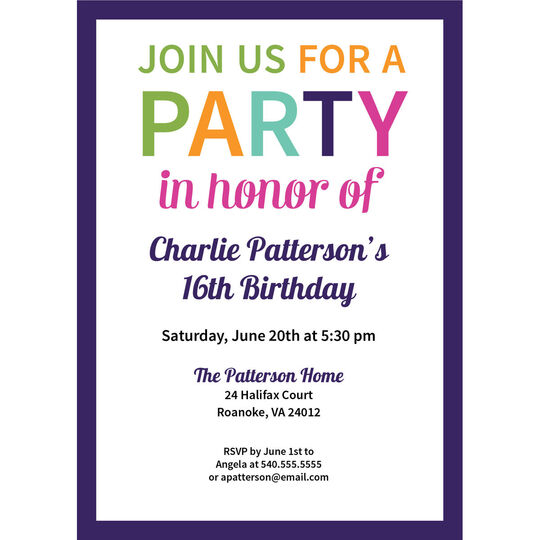 Colorful Party Invitations
